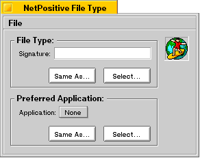 NetPositive File Type Panel