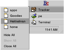 Choosing a Tracker window from the Deskbar