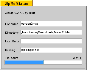 ZipMe Status window