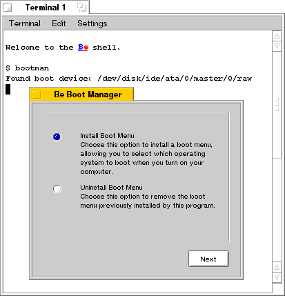 The Be Boot Manager Wizard